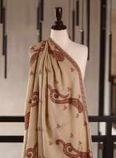 Royal Fashion Embroidered Woolen Shawls - RF25SH I624-BJ02 Fawn